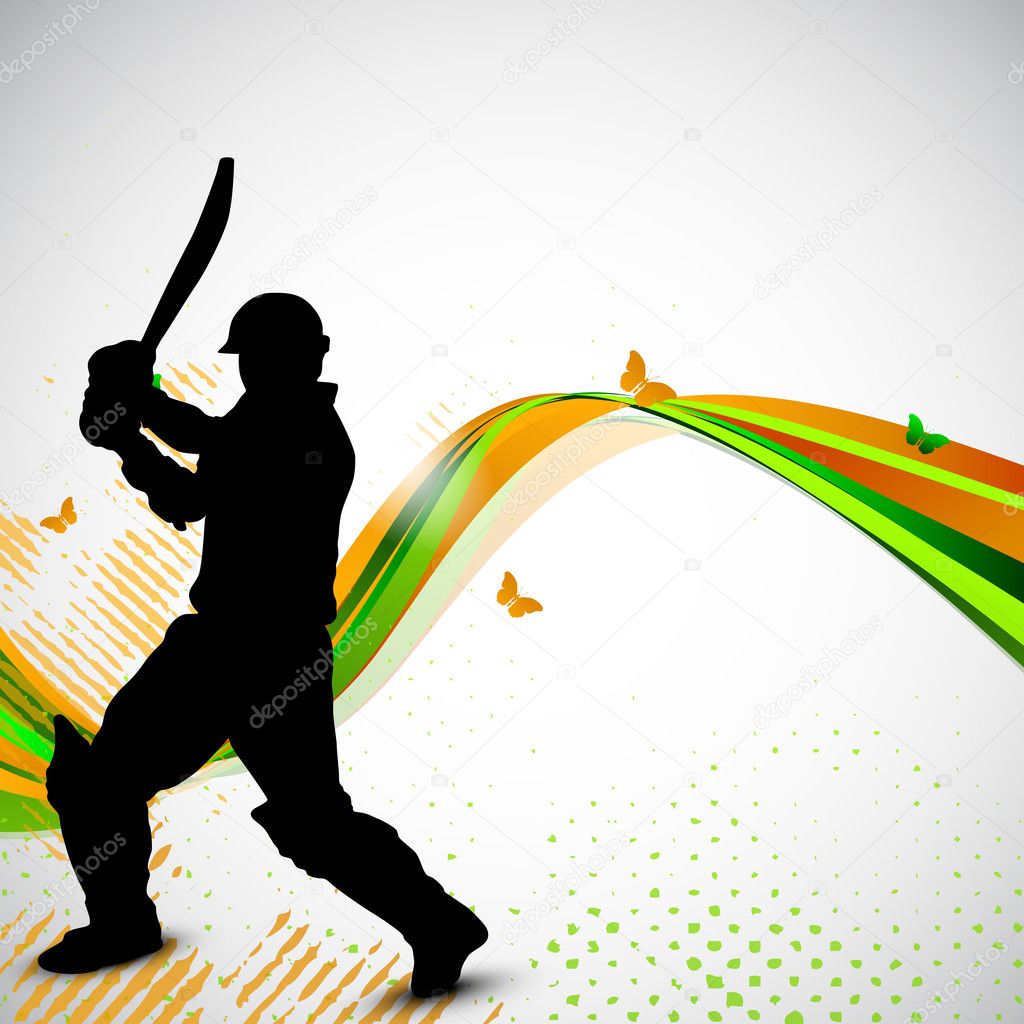 Cricket batsman in playing motion, sports concept.