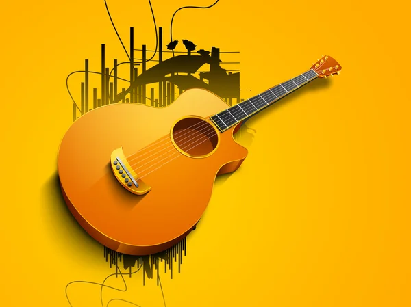 Fond musical abstrait avec guitare . — Image vectorielle
