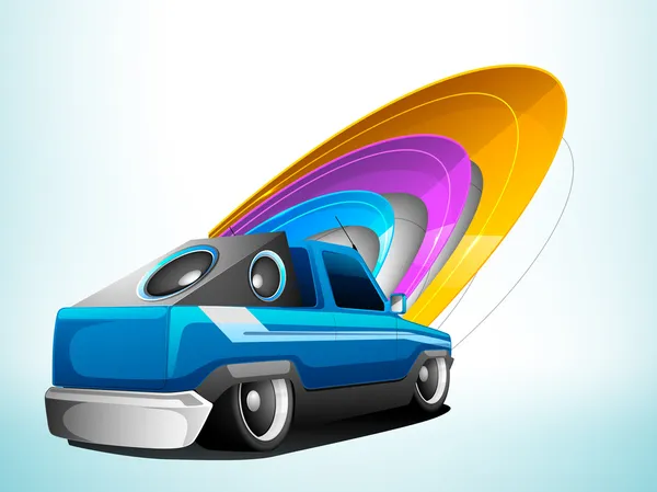 Abstract Musical Car with loud speakers. — Stock Vector