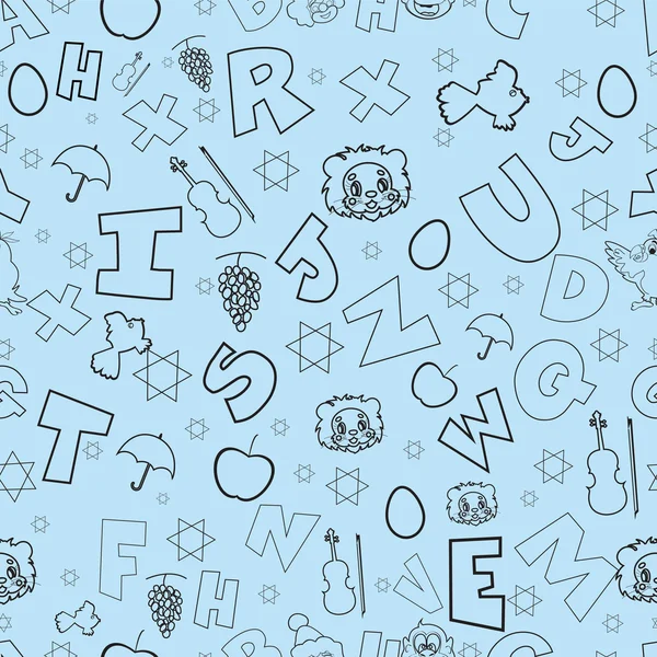 Modèle sans couture coloré avec lettres anglaises, alphabets . — Image vectorielle