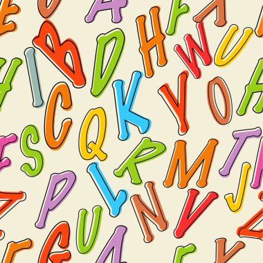 İngilizce harf, alfabe ile renkli seamless modeli.