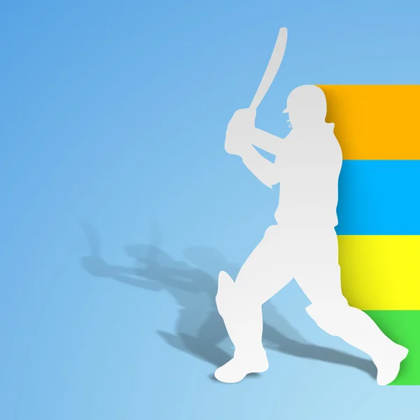 Cricket batsman in het spelen van beweging, sport concept. — Stockvector