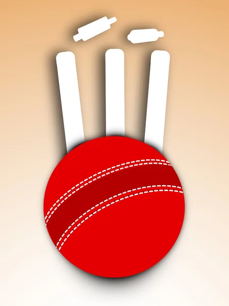 Abstrakt sports koncept med cricket boll på wicket stubbar. — Stock vektor