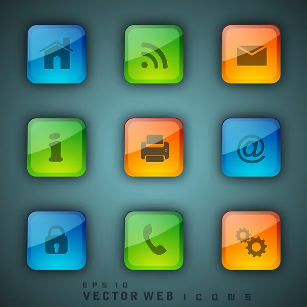 3D web 2.0 mail icons set. Can be used for websites, web applica — Stock Vector