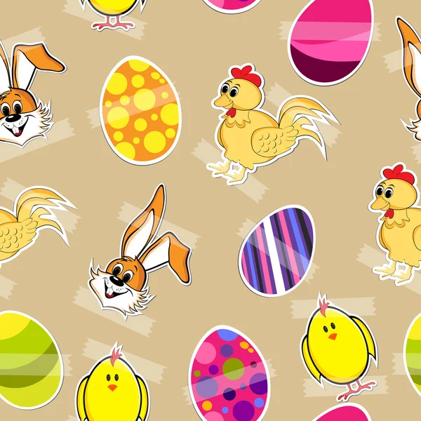 Vintage patrón sin costura Pascua con huevos decorados . — Vector de stock