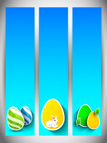 Website banner set with beautiful painted eggs and bunny for Hap — Stock Vector