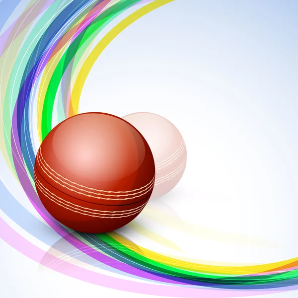 Абстрактная спортивная концепция с блестящим мячом для крикета на волне — стоковый вектор