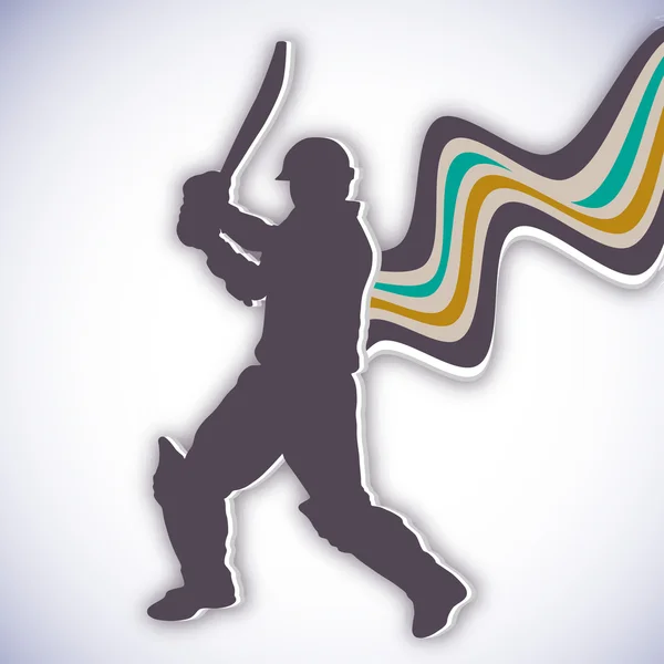 Cricket bateador en el juego de movimiento, concepto de deportes . — Vector de stock