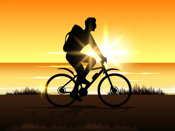BMX ciclista in sfondo serale.EPS 10 — Vettoriale Stock
