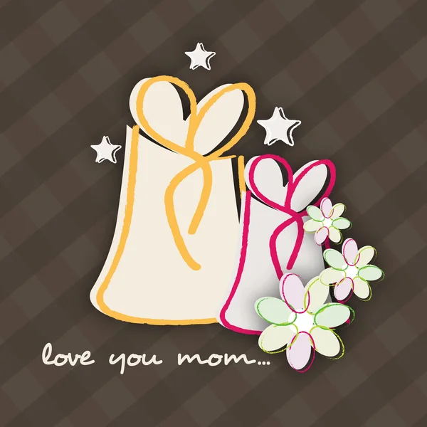 Fundo, folheto ou banner com caixas de presente para Happy Mothers Da — Vetor de Stock