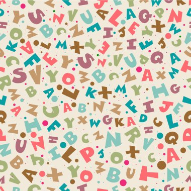 Colorful seamless pattern with English letters, alphabets.