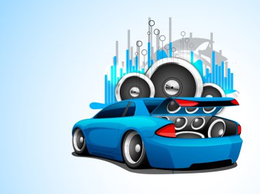 Abstract Musical Car with loud speakers. clipart