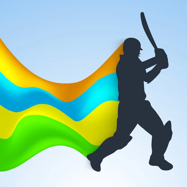 Cricket bateador en el juego de movimiento, concepto de deportes . — Vector de stock