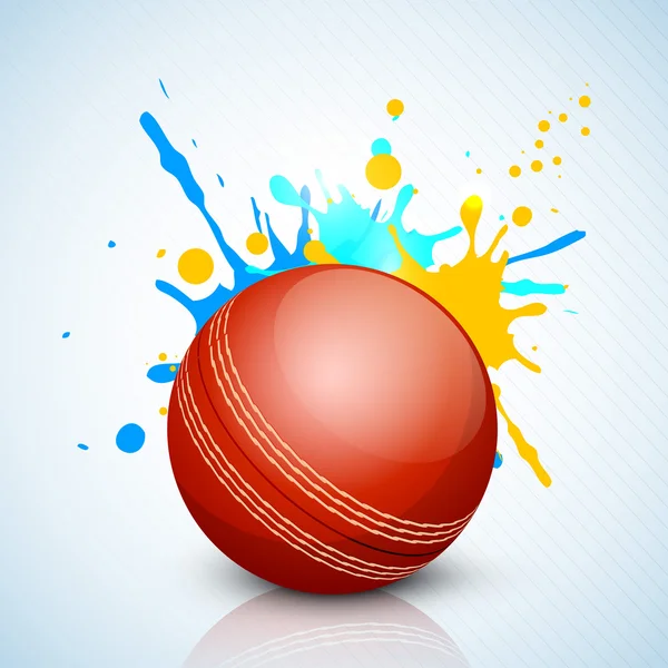 Абстрактная спортивная концепция с блестящим мячом для крикета на волне — стоковый вектор