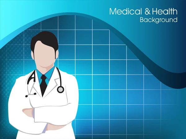 Gesundheit und medizinischer Hintergrund mit Doktor (männlich). Folge 10 — Stockvektor