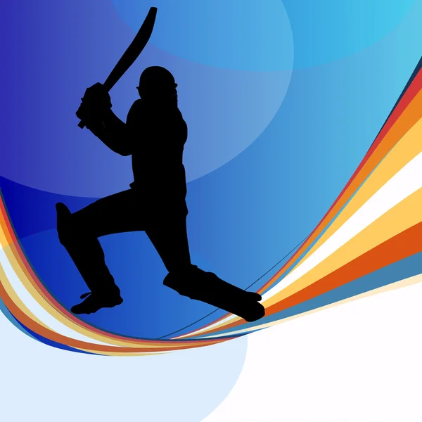 Cricket batsman in het spelen van beweging, sport concept. — Stockvector