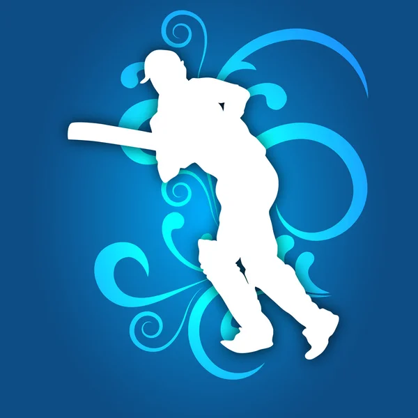 Ilustração de um batedor de críquete em jogar ação no resumo — Vetor de Stock