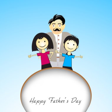 mutlu Babalar günü kavramı ile babası ve chi çizimi