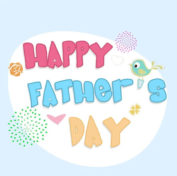 Kleurrijke tekst gelukkig vaders dag op blauwe achtergrond. — Stockvector