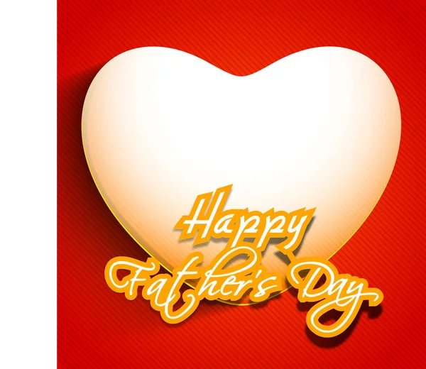 Happy Fathers Day text with white heart shape on red background — Stock Vector