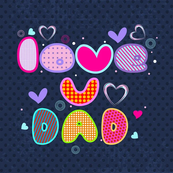 Ευτυχισμένος Πατέρες ημέρα Φέιγ βολάν, πανό ή μια αφίσα με πολύχρωμο κείμενο lov — Διανυσματικό Αρχείο
