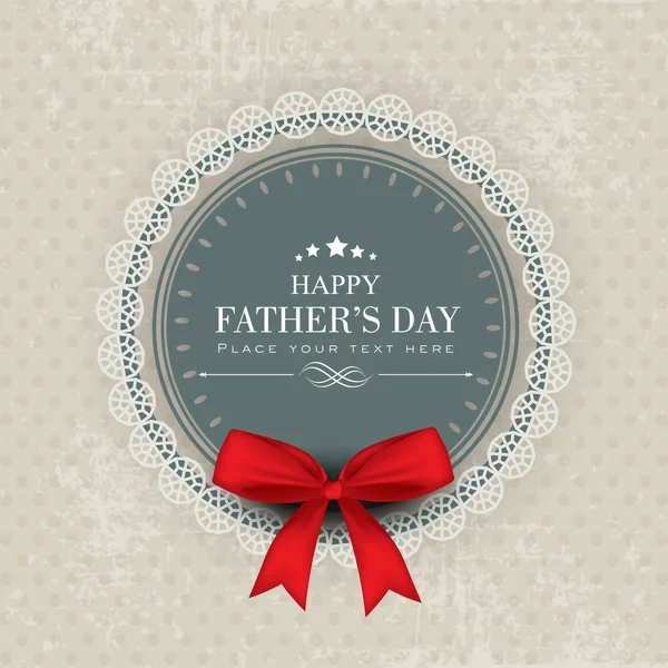 Kırmızı kurdele ile mutlu Babalar Günü tebrik veya hediye kartı. — Stok Vektör