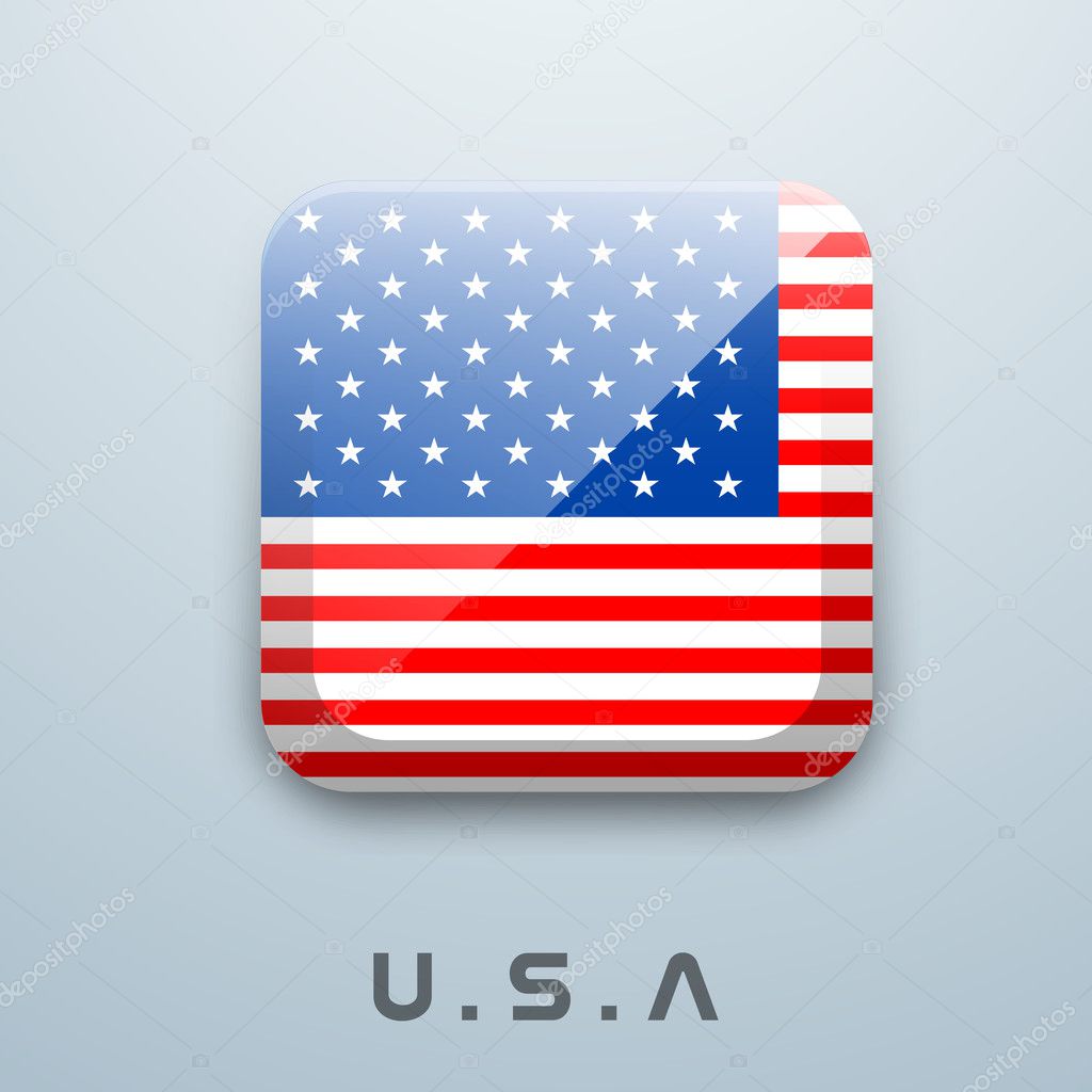 Shiny American Flag in rectangle shape with text U.S.A, Independ