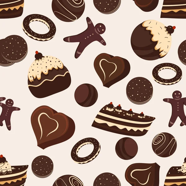 Chocolate and pastries seamless pattern. — Stock Vector