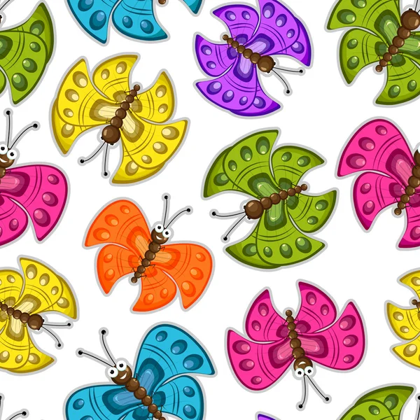 Patrón sin costuras con mariposas de colores . — Vector de stock