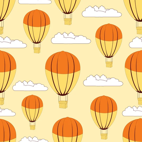 Montgolfières volent dans le ciel, vintage sans couture motif backgro — Image vectorielle