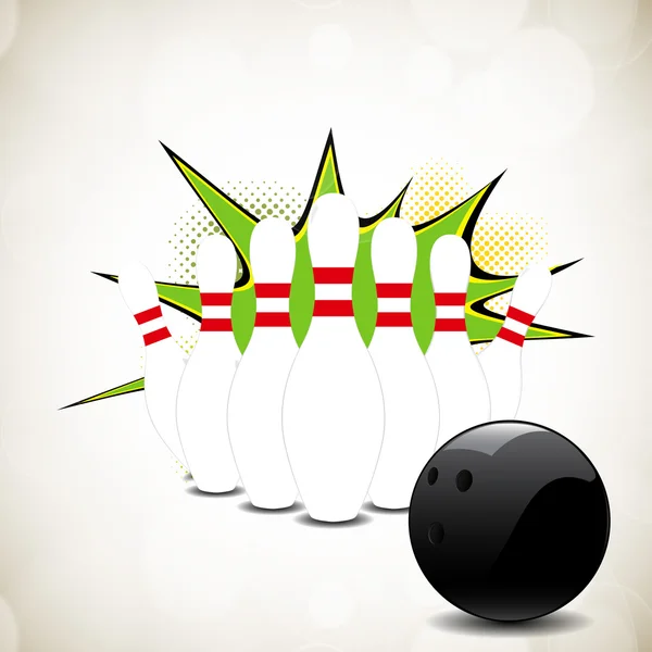 Vektor bowling golyót kész megüt csapok — Stock Vector