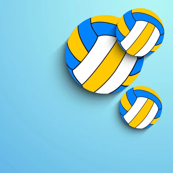 Volleyballs on blue background, sports concept. — Stock Vector