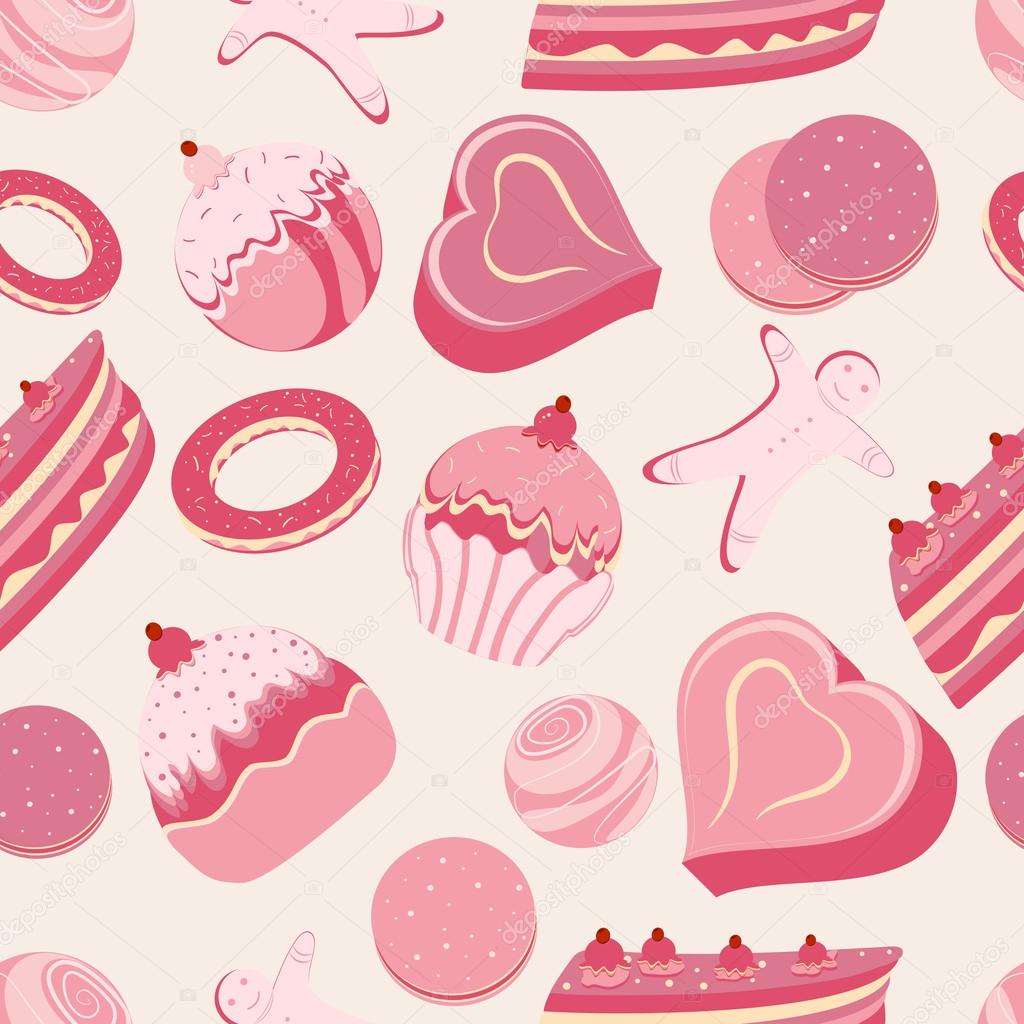 Chocolate and pastries seamless pattern.