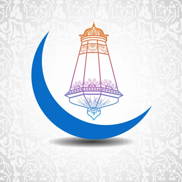 Mezzaluna Luna con stelle, concetto per la comunità musulmana santo mon — Vettoriale Stock