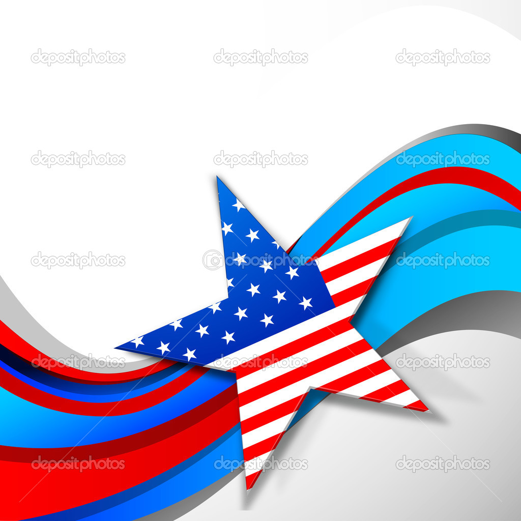 4th of July, American Independence Day colorful waves background