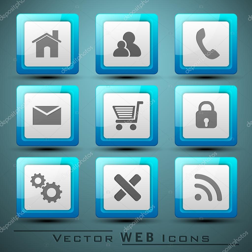 3D web 2.0 mail icons set for websites, web applications. email