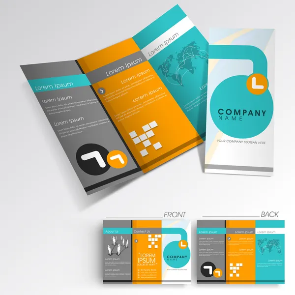 Professional business three fold flyer template, corporate broch Stock Illustration