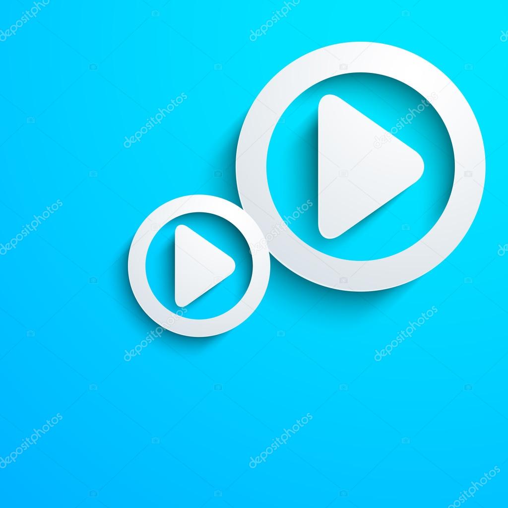 Musical concept with play button on blue background.