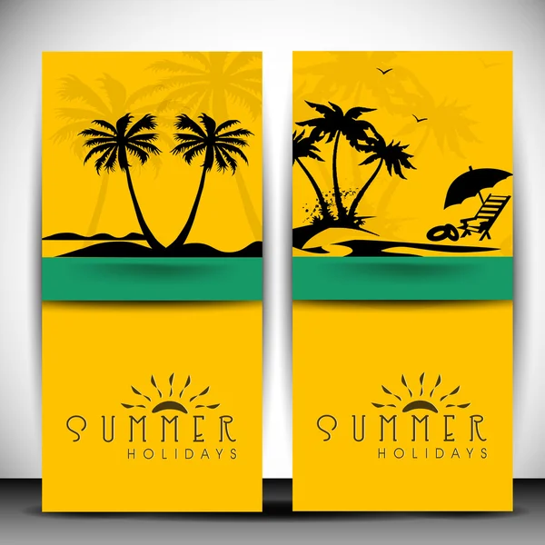 Sommar semester banners med palmer. — Stock vektor