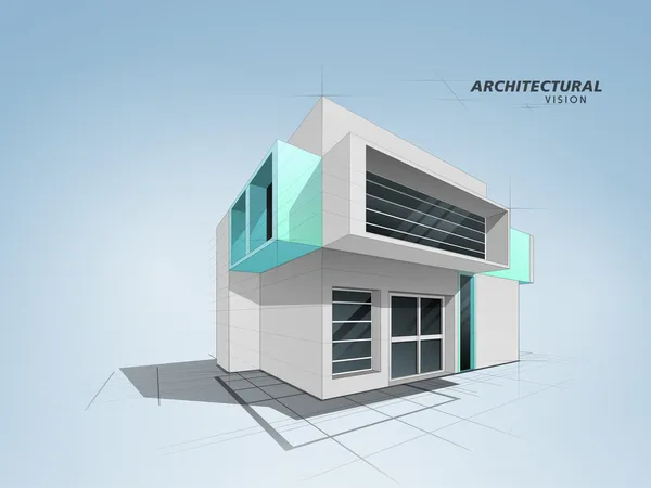 3d 概念建筑住宅设计. — Stockový vektor