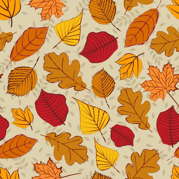 Fond sans couture avec des feuilles d'automne. — Image vectorielle