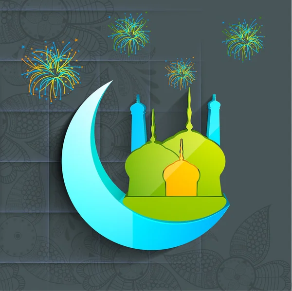 Astratto festival della comunità musulmana Eid Mubarak sfondo . — Vettoriale Stock