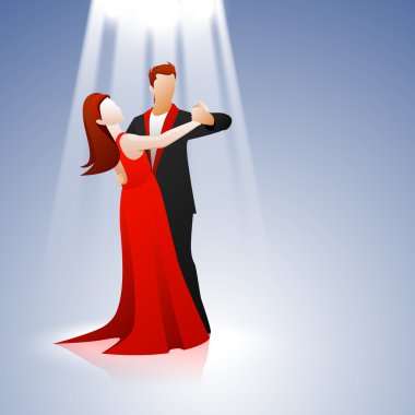 genç bir çift mavi arka plan, aşk kavramını dans.