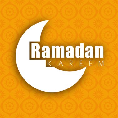 Ramazan kareem için turuncu zemin üzerinde Hilal ay.