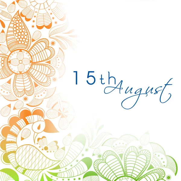 Beau floral aux couleurs du drapeau national avec texte 15 août f — Image vectorielle