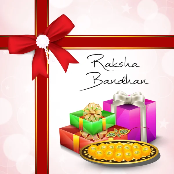 Indian festival Raksha Bandhan background with beautiful rakhi a — Stock Vector
