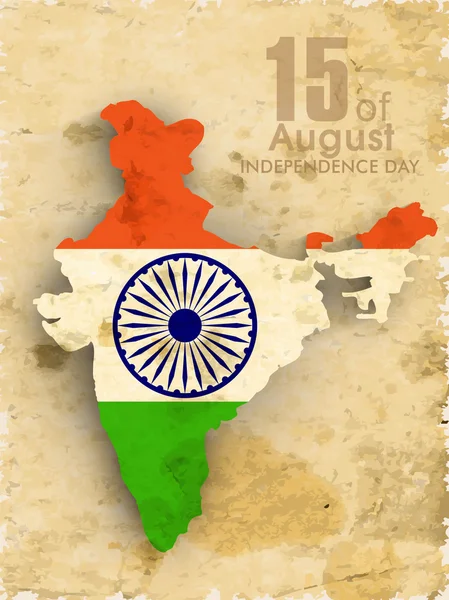 Indická republika mapa v barvách národní vlajka s textem Ašóka w — Stockový vektor