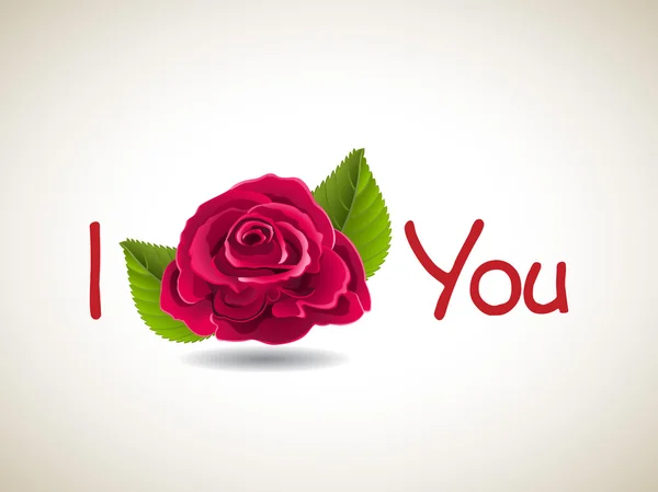 I Love You text with red rose, love concept. — Stock Vector