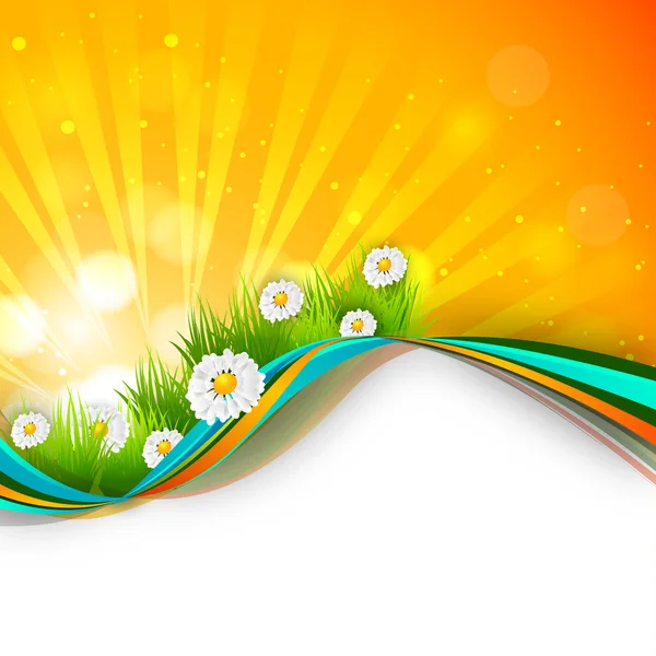 Shiny summer background with flowers. — Stockvector