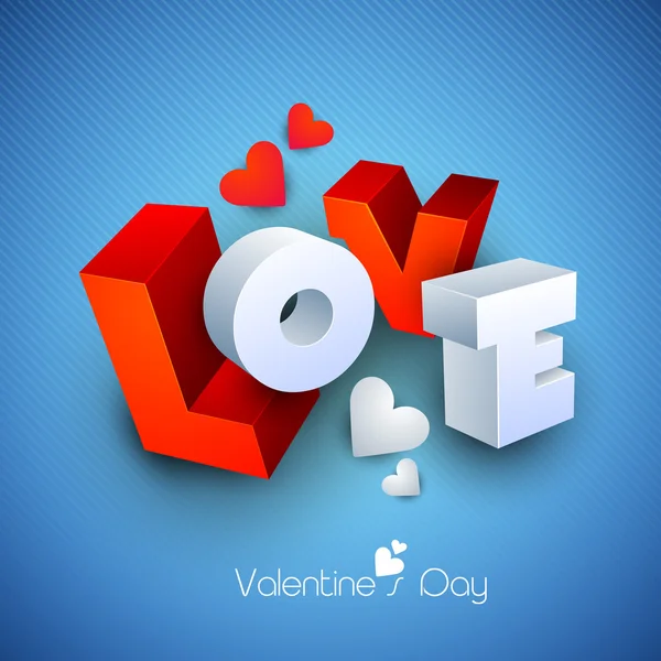 3D text love on blue background. — Stock Vector